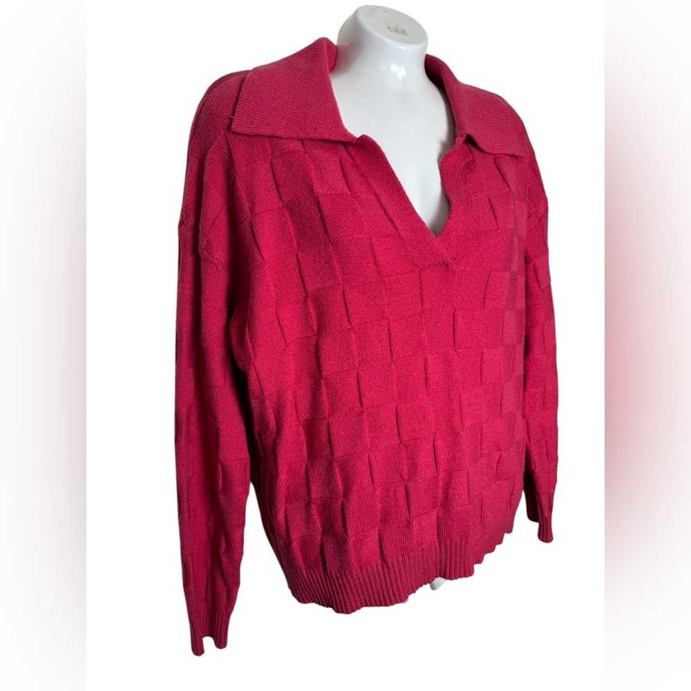 Truth By Republic Window Pane Striped Collar Sweater - Picture 3 of 6